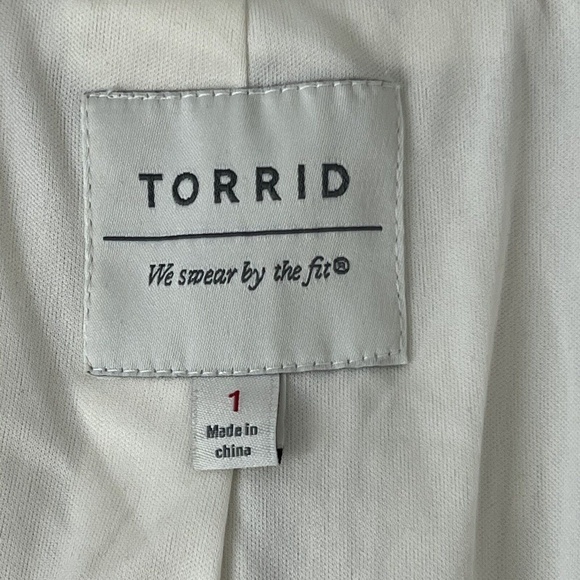 Torrid Womens Size 1 1X Taupe Stripe Linen Blazer - Picture 5 of 5